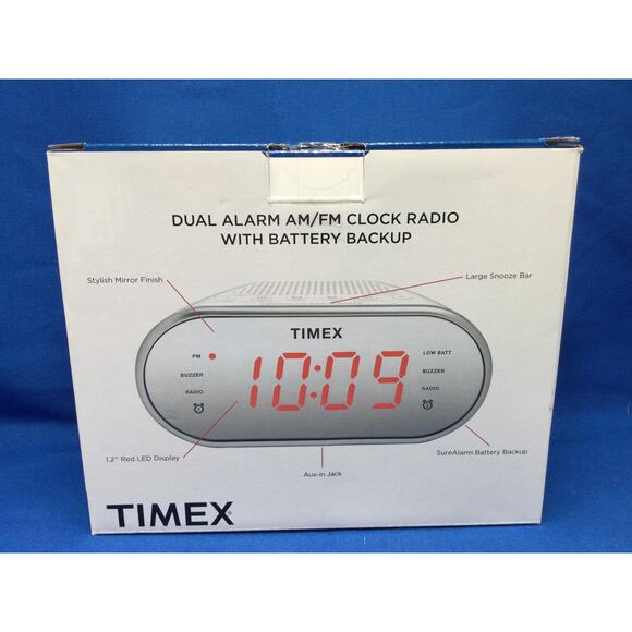 Timex Dual Alarm Clock AM FM Radio with Battery Backup NIB - Picture 2 of 6